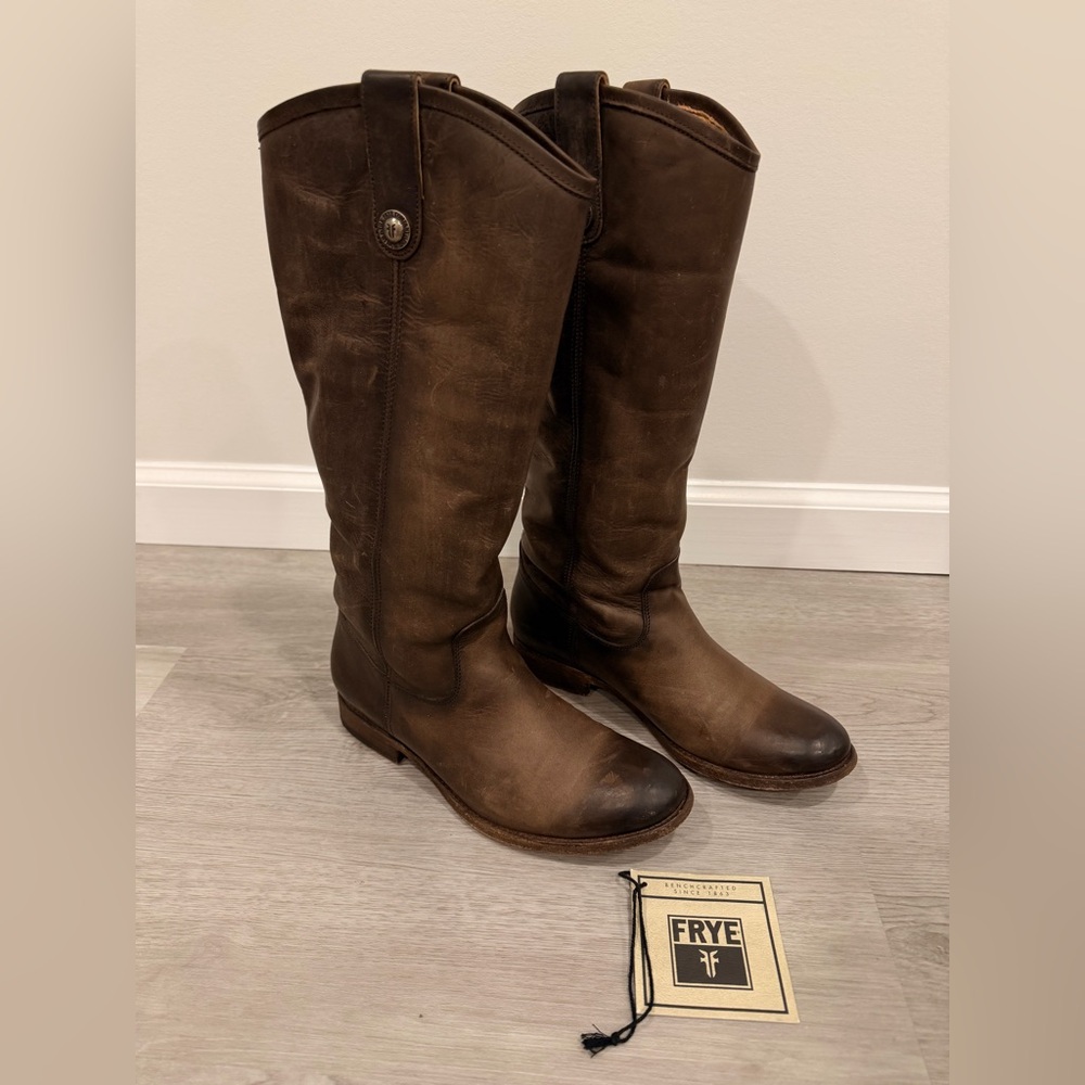 Frye Melissa Button Extended Calf Tall Boots Slate Women’s Size 8
